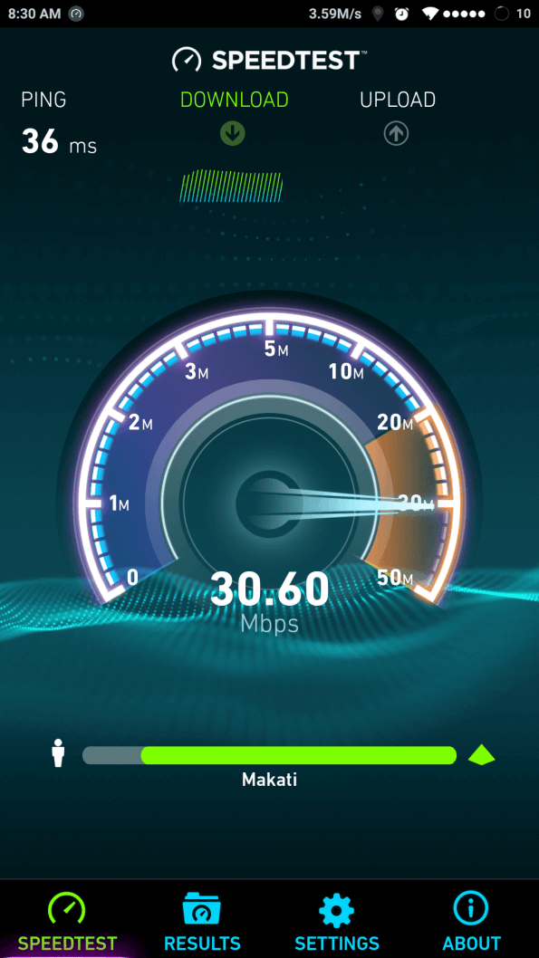 Speedtest app - screenshot of CAT6 LTE speeds