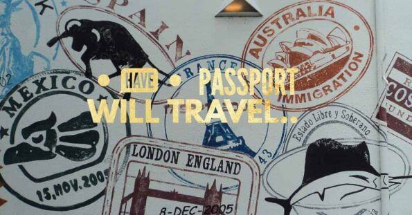 A wall covered in stamps with the words 'passport will travel' guides first-time applicants for a Philippine Passport.