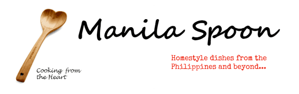 A wooden spoon with the words manila spoon, enticing Filipino food bloggers.