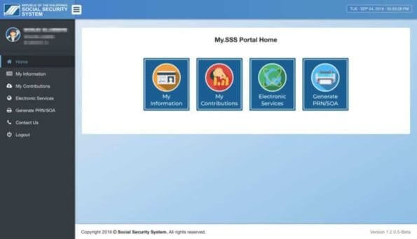A screen shot of a web page with information on checking your SSS contribution online.