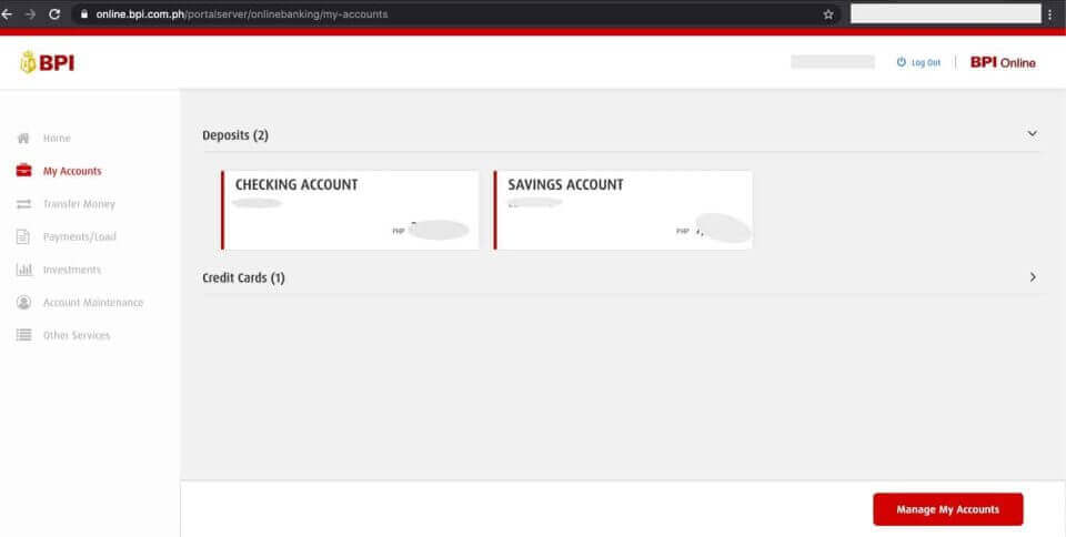 A screen shot of a web page showcasing the BPI Express Online Banking.