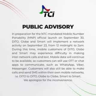 Philippines public advisory on Mobile Number Portability Act.