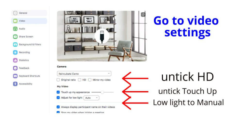 A screenshot of a video settings screen with a guide for slow internet speed.