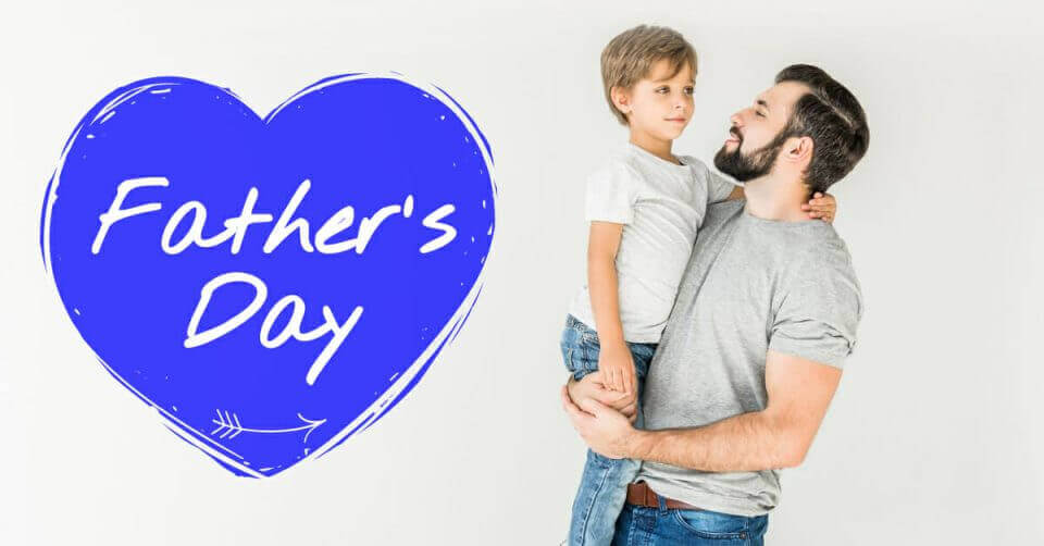 A father and son embracing on Father's Day celebration.