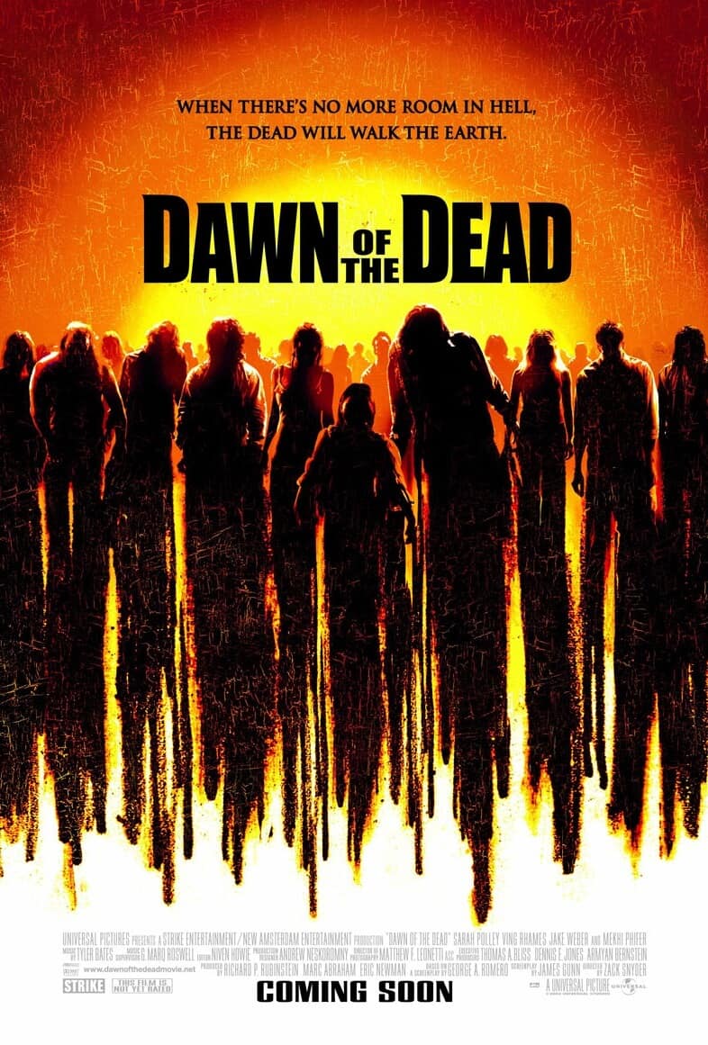 Dawn of the dead movie poster featuring zombies.