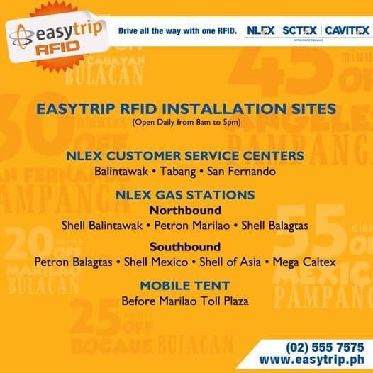 A flyer with a complete guide to EasyTrip and Autosweep RFID installation sites.