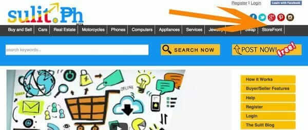 Sulit Ph website screen shot for online store opening.