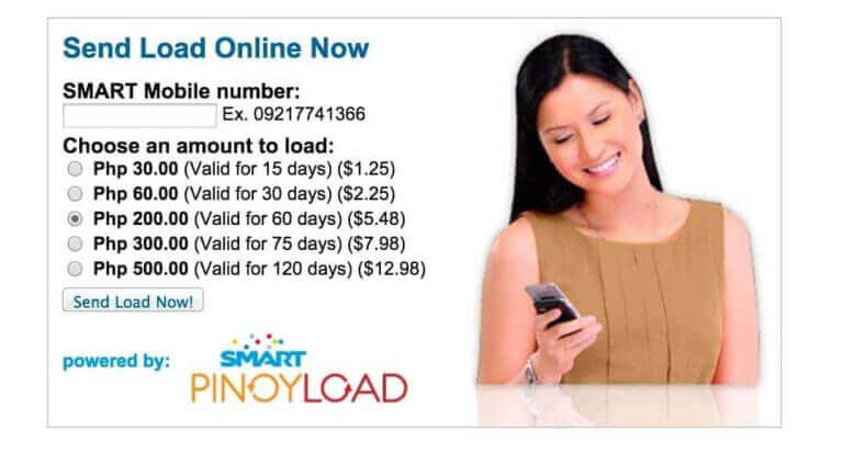 A woman is using her cell phone to send load to the Philippines through Sulit Load Center.