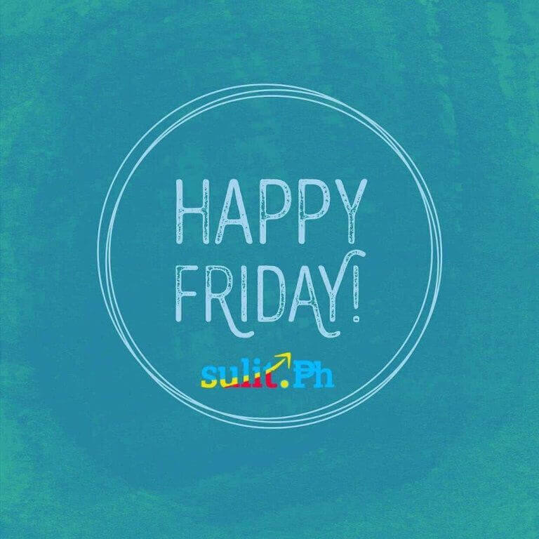 A blue background with the words happy #friday.