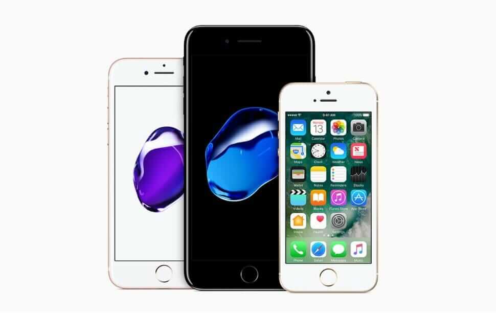 Three iPhones are showcased on a white background at the Apple Authorized Service Center in Metro Manila.