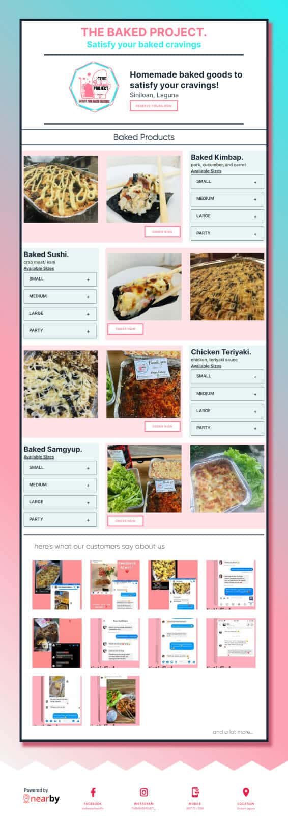 The homepage of a free website for small businesses in the Philippines with a pink and blue background.