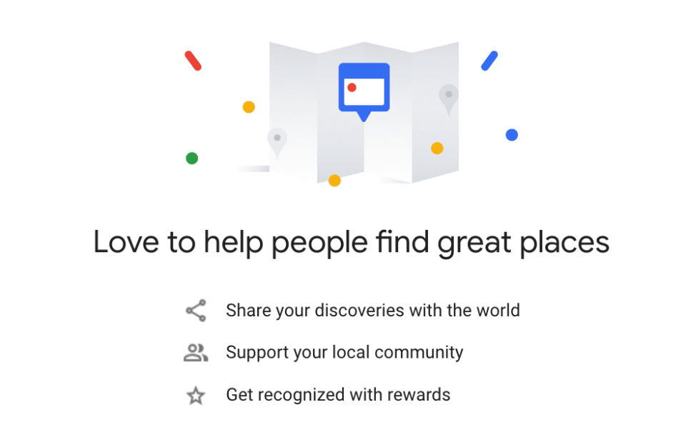 a google map empowering people to find great places through sharing knowledge as a google local guide.