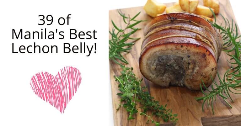 feast on 39 of manila's crispiest lechon belly, a succulent roast pork delight.