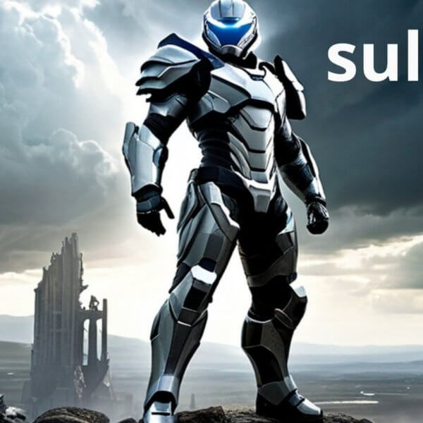 a sulitbot standing on top of a mountain, ready to save the day.