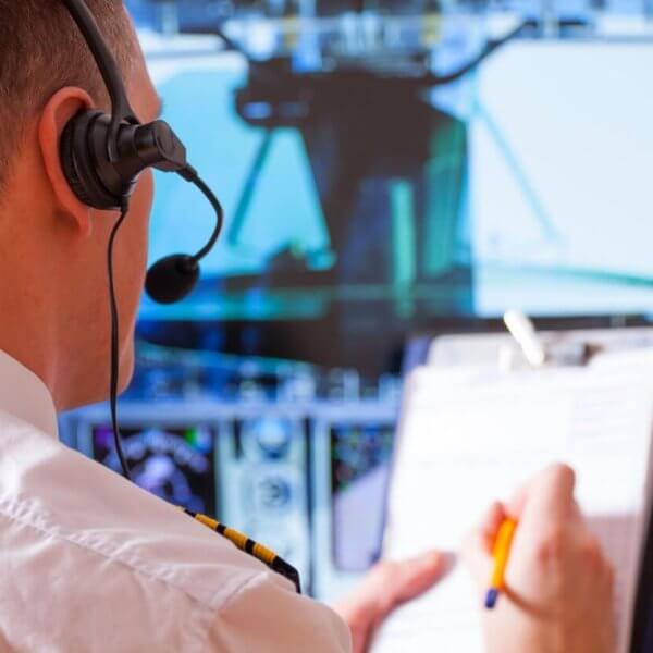 A man wearing a headset and holding a pen at an Aviation Dreams event in the Philippines.