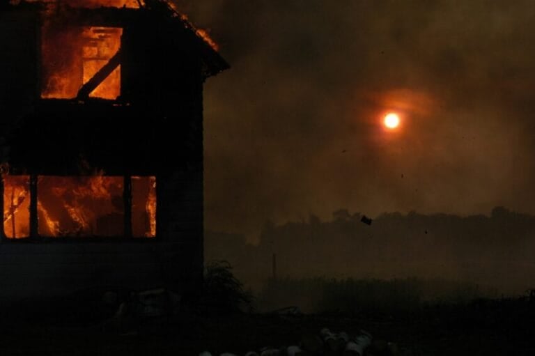 A residential house engulfed in fire, illustrating the property damage risk that fire insurance in the Philippines is meant to cover