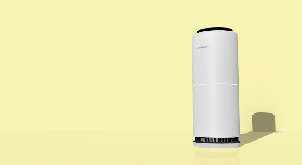 White cylindrical HEPA air purifier running in a home, the kind of unit covered in this guide to whether an air purifier is worth buying in the Philippines