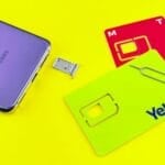 Phone and SIM cards illustrating a move between mobile networks