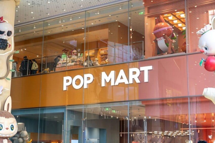 Pop Mart store displaying rows of Labubu and other blind box collectible toys, the kind now sold through Pop Mart's official Philippine stores